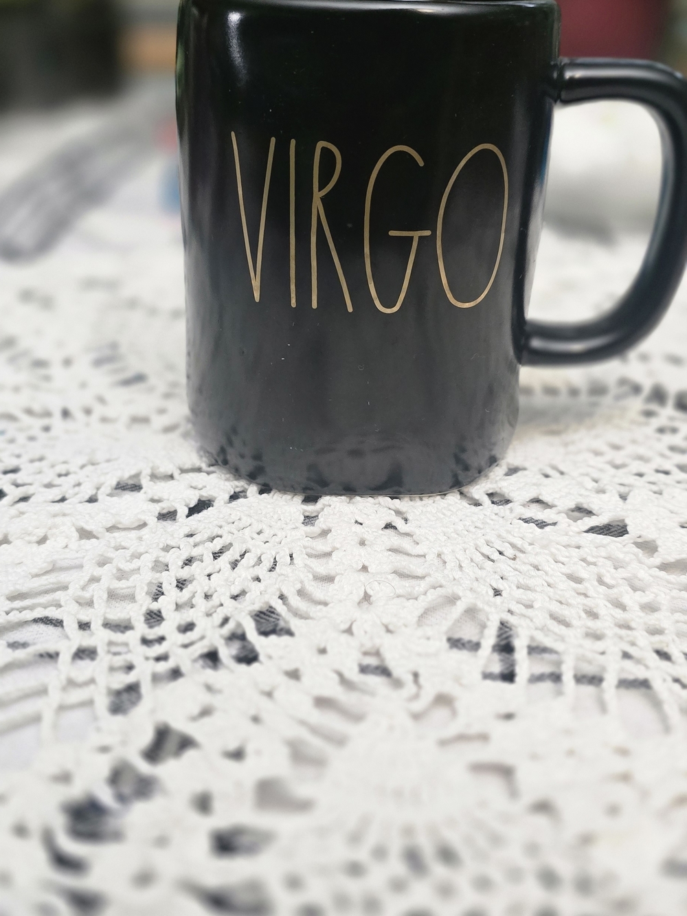 Rae Dunn Black Ceramic Mug with White Rim